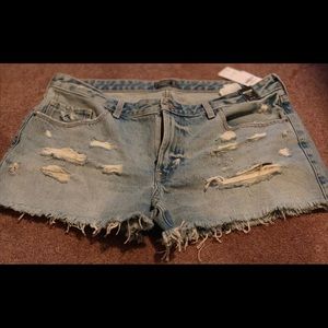 NEW A&F distressed Jean shorts